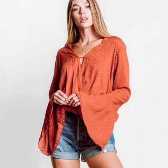 Free People Makin' Waves Bodysuit Polka Dot Terra Cotta - Picture 10 of 11